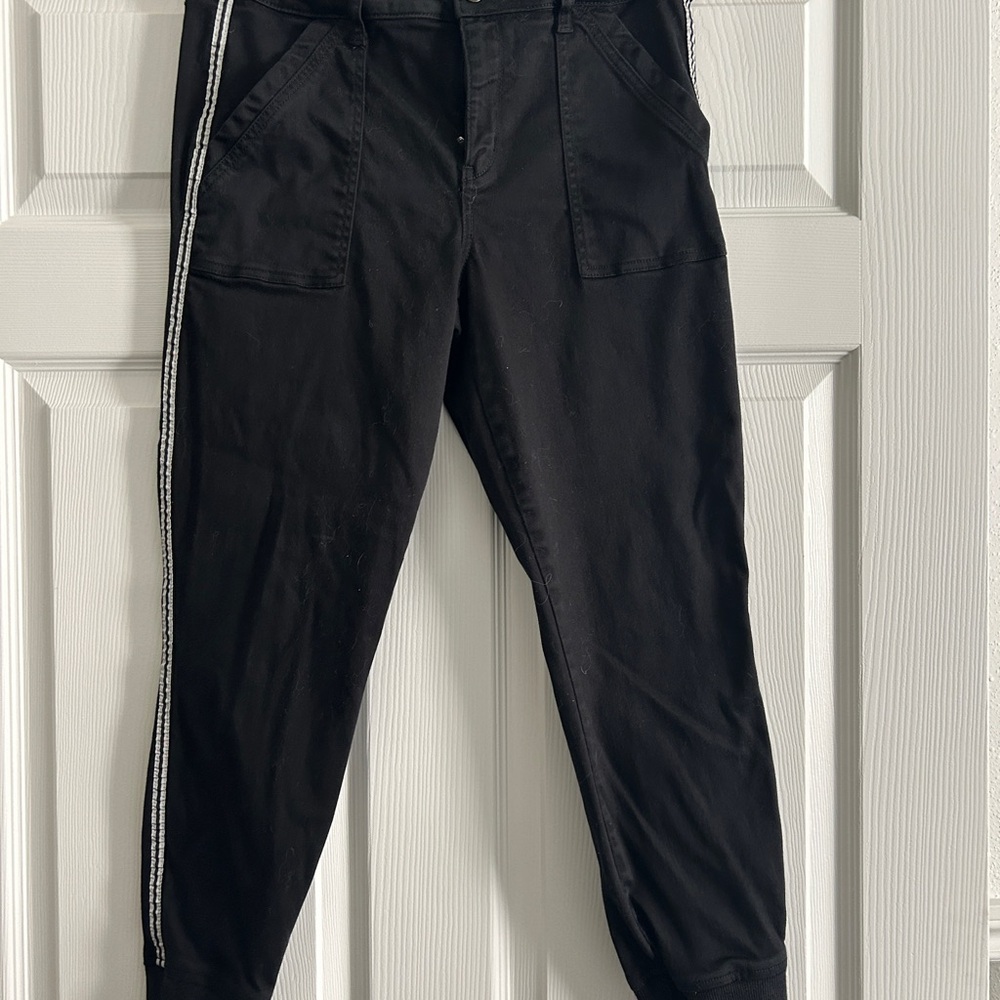 Level 99 Black Joggers with White Stripes